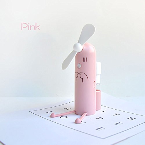 Mini Handheld Fan Portable Rechargeable Personal Mini Cooling Fan with Phone Holder and Manual Sprayer for Office Room Outdoor Household Traveling (Pink) - B07DHF41DM